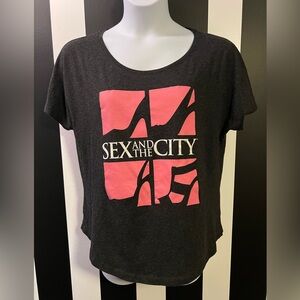 Official Sex and the City Graphic Tee Charcoal Gray and Pink; Sz XL